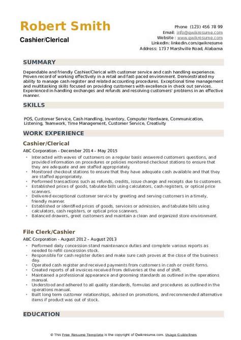 checkout cashier resume summary|Cashier Resume: [+ Free Sample & Guide] .
